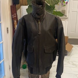 genuine  brown bomber leather jacket  h&m